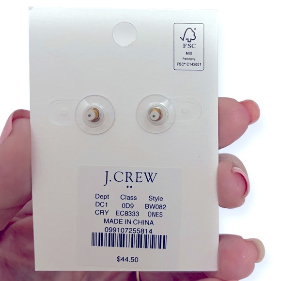 J. CREW Crystal Drop Earrings Gold Plated Emerald Cut Crystal Pierced Push Back - Picture 5 of 6